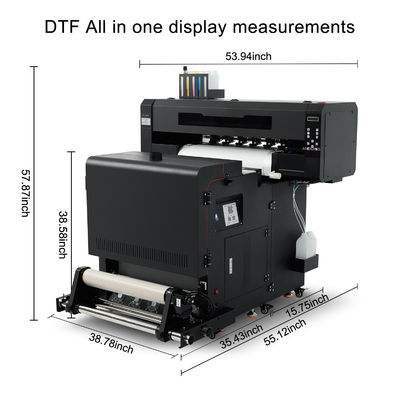 Σχεδιασμός εκτυπωτή DTF 60cm A1 A2 A3 με XP600 διπλές κεφαλές I3200 και λειτουργία All-in-One
